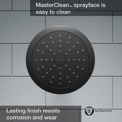 KOHLER Forte 1-Spray Patterns Wall Mount Fixed Shower Head in Matte Black