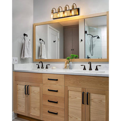JAZAVA 22.4 in. 4-Light Brushed Gold and Black Vanity Light