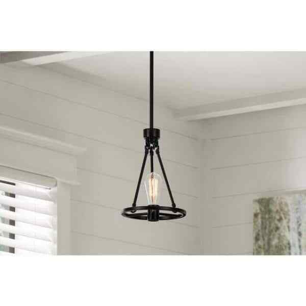 Hampton Bay Stratton 1-Light Black Mini Pendant with No Shade HDP00006