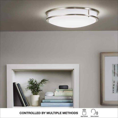 Commercial Electric 16 in. Smart Color Selectable LED Brushed Nickel Flush Mount