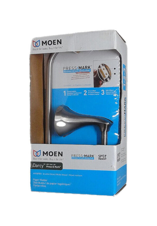 MOEN Darcy Single Post Toilet Paper Holder with Press and Mark in Brushed Nickel