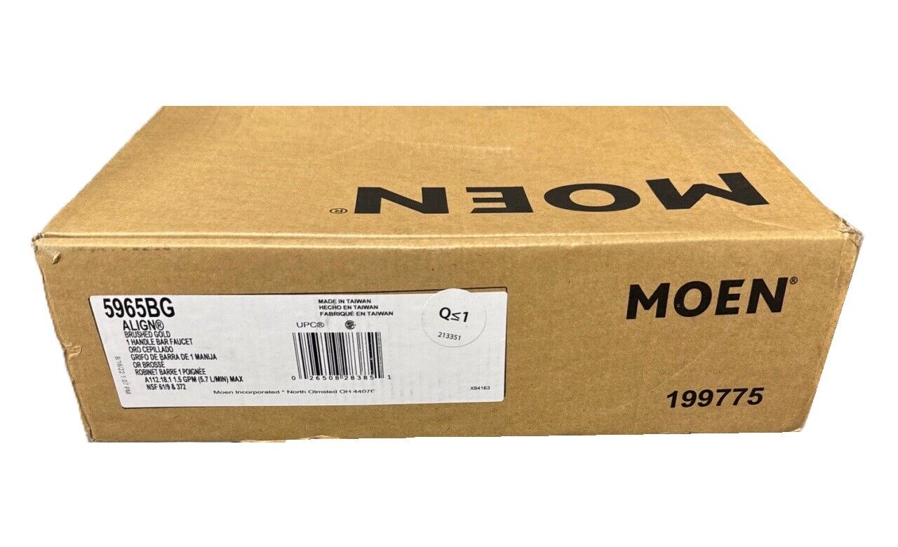 MOEN Align Single-Handle Bar Faucet Featuring Reflex in Brushed Gold 5965BG