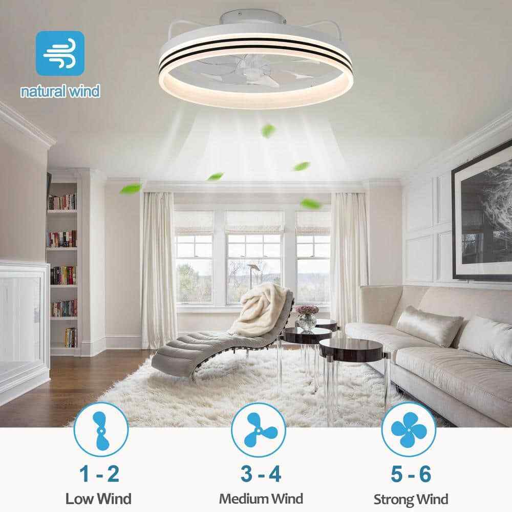 Oaks Aura LED Indoor White Bladeless App Control Smart Low Profile Ceiling Fan