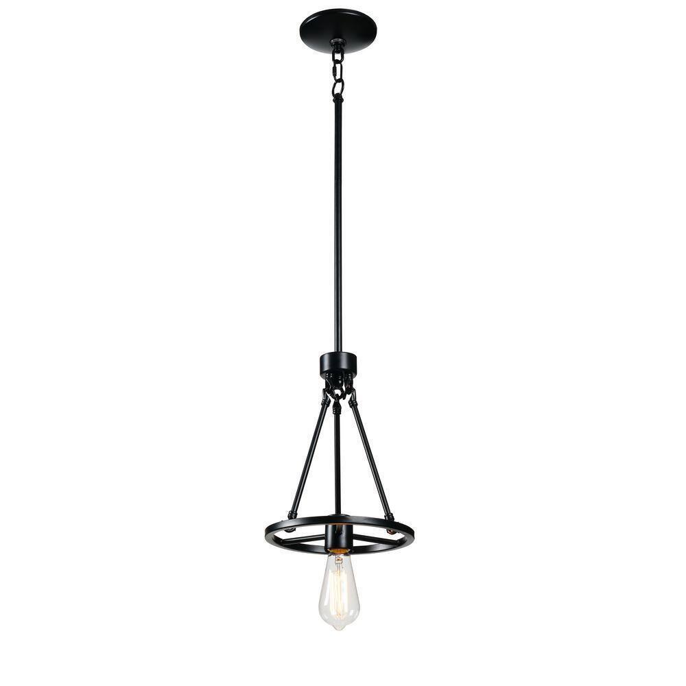 Hampton Bay Stratton 1-Light Black Mini Pendant with No Shade HDP00006