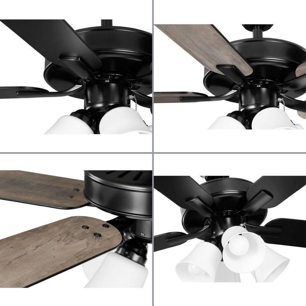 Progress Lighting AirPro 52 in. Black 5-Blade AC Motor Transitional Ceiling Fan