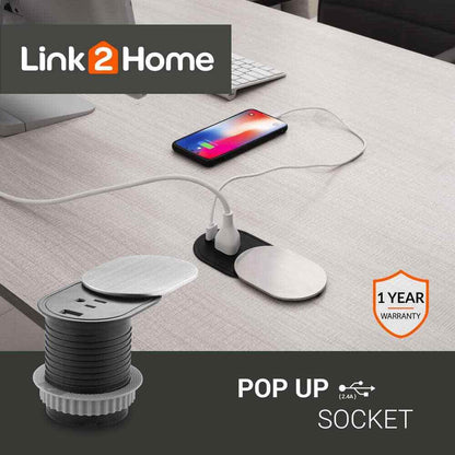 Link2Home 1-Power-Outlet Grommet Socket 1 USB Port 2.4 Amp Splash Resistant