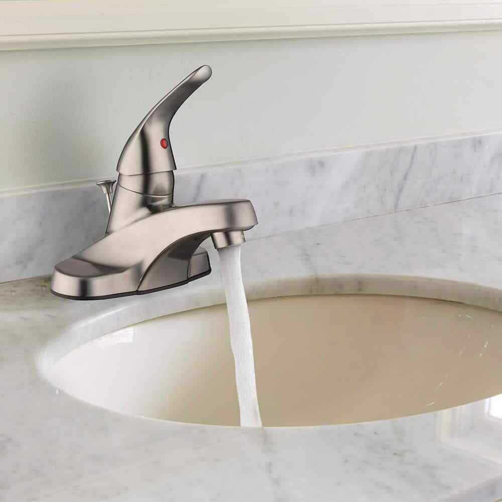 Design House Middleton 4 in. Centerset 1-Handle Bathroom Faucet in Satin Nickel