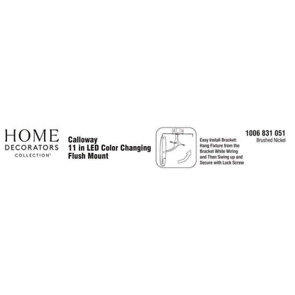 Home Decorators Calloway 11 in. Brushed Nickel Integrated LED 5CCT Flush Mount
