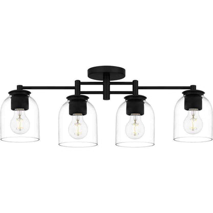 Hampton Bay Boundbrook 26.25 in. 4-Light Matte Black Semi-Flush Mount