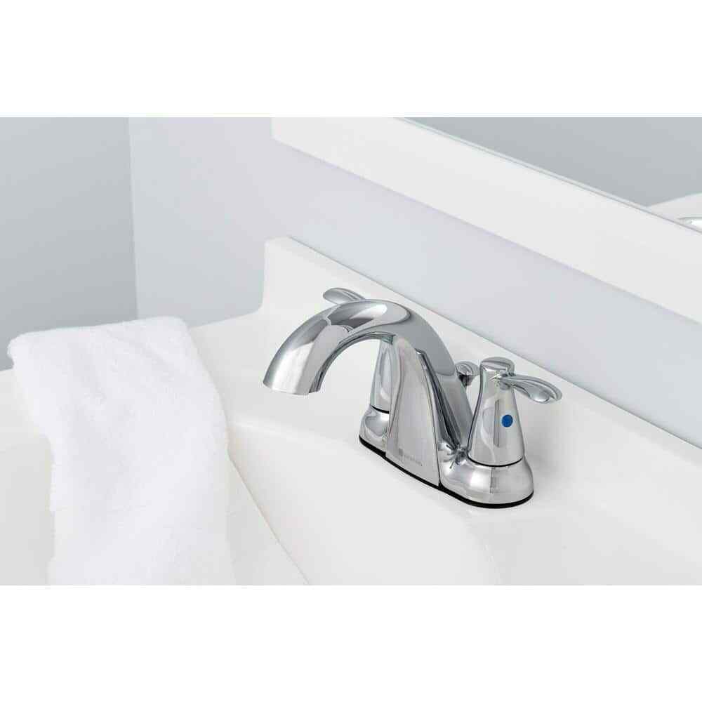 Glacier Bay Gable 4 in. Centerset 2-Handle Mid-Arc Bathroom Faucet in Chrome