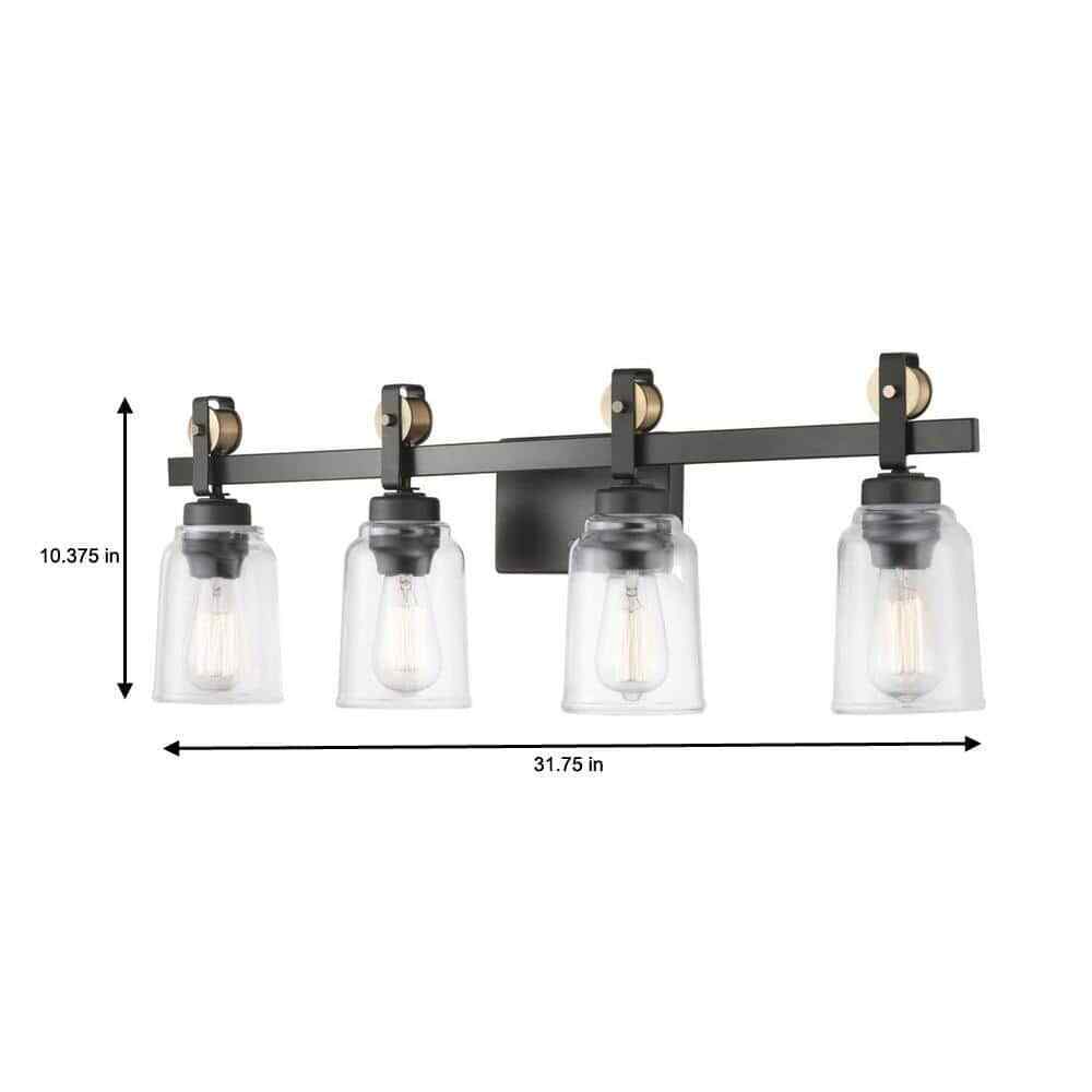Home Decorators Knollwood 31-3/4 in. 4-Light Bronze Vanity w/ Clear Glass
