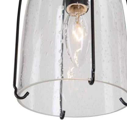 Uolfin Modern Black Kitchen Island Hanging Light with Seeded Glass Shade
