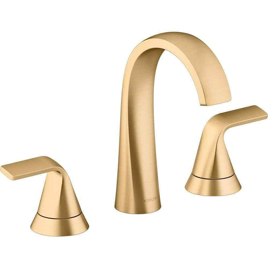 KOHLER Cursiva 8" Double Handle Bathroom Faucet in Vibrant Brushed Moderne Brass
