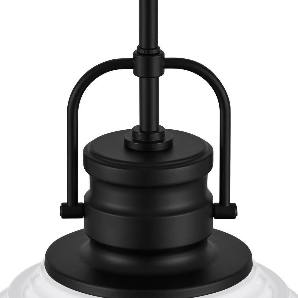 Home Decorators Shelston 13 in. Black and White Farmhouse Pendant Light Fixture