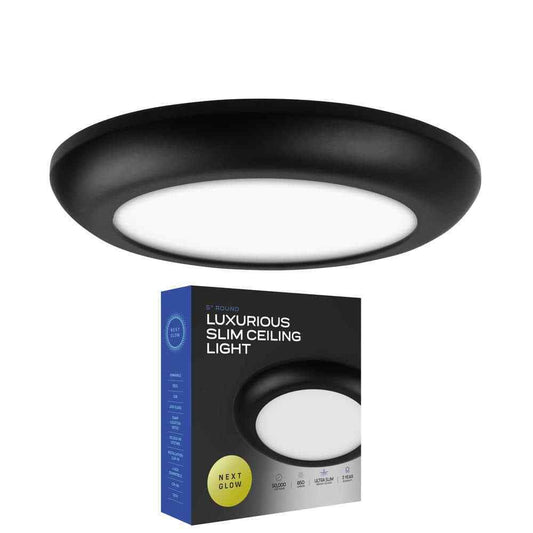 NEXT GLOW Ultra Slim Edge-lit 5 in. Round Black 4000K Ceiling Light Flush Mount
