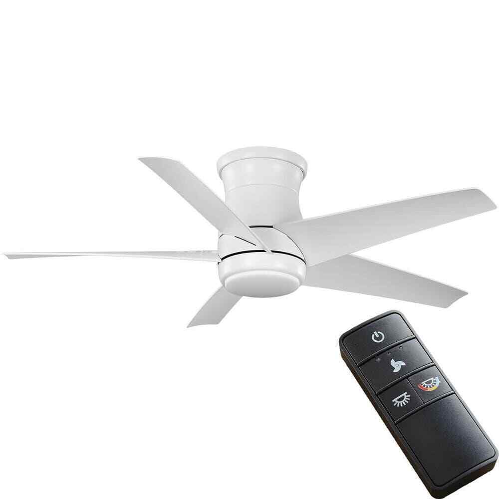 Hampton Bay Mena 44 in. Color Changing Integrated LED Matte White Ceiling Fan
