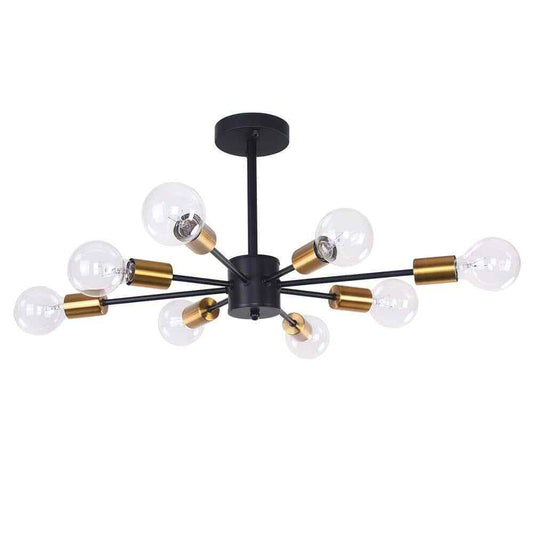 RRTYO Taraji 24.01 in. 8-Light Semi Black and Gold Semi-Flush Mount