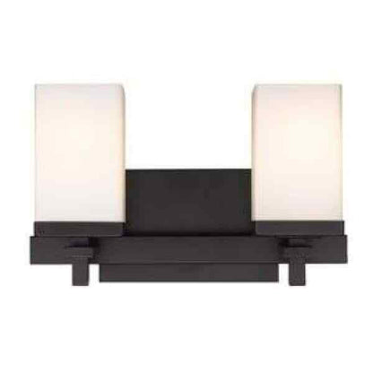 Golden Lighting Maddox 2-Light Matte Black Vanity Light with Opal Shade