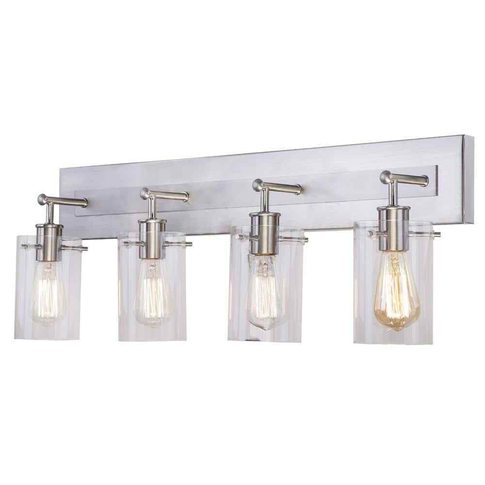 Hampton Bay Regan 29.13 in. 4-Light Brushed Nickel Bathroom Vanity Light