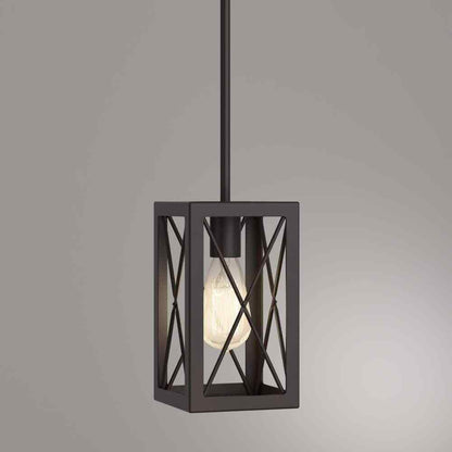Home Decorators Harwood 60-Watt 1-Light Royal Bronze Mini-Pendant w/ Cage Shade