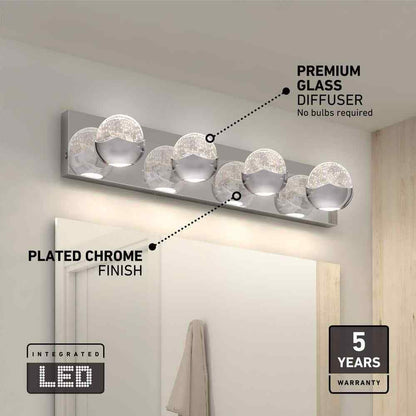 Artika Oracle 27 in. 4 Light Chrome Modern Integrated LED 5 CCT Vanity Light Bar
