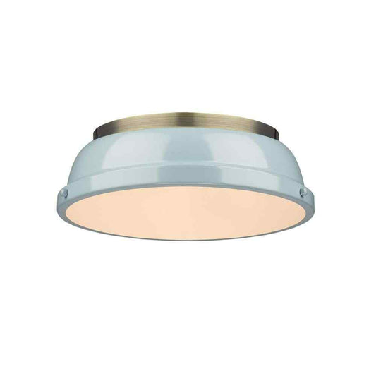 Golden Lighting Duncan AB 2-Light Aged Brass Flush Mount Light 3602-14 AB-SF
