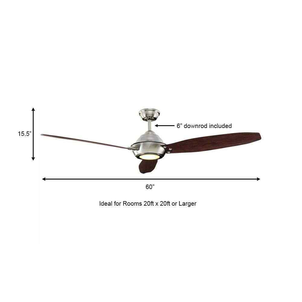 Home Decorators Aero Breeze 60 in. LED Indoor/Outdoor Brushed Nickel Ceiling Fan