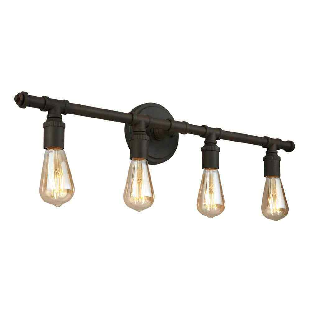Eglo Rivertown 30 in. 4-Light Rustic Bronze Bathroom Vanity Light 203553A