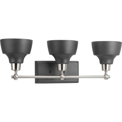 Progress Lighting Bramlett 3-Light Brushed Nickel Matte Black Metal Shade Light