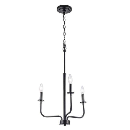 Bel Air Lighting Tennyson 3-Light Black Candle Chandelier Light Fixture 11653 BK