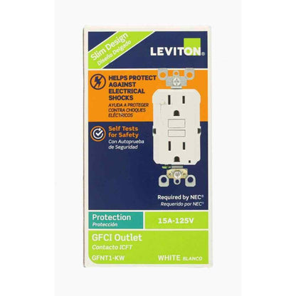Leviton 15 Amp Self-Test SmartlockPro Slim Duplex GFCI Outlet White