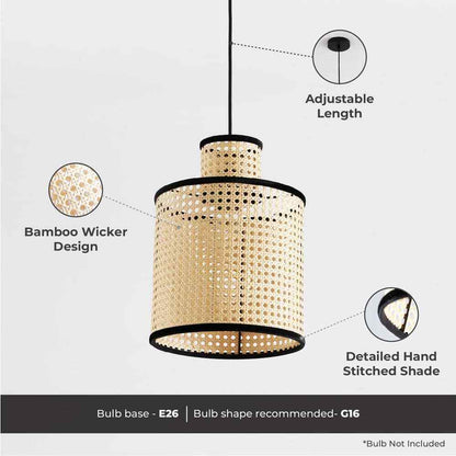 Vidalite Modern Bohemian 1-Light 2 Tier Mini Pendant Light PVC Rattan Shade