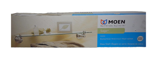 MOEN Sage 22 in. W Glass Bath Shelf in Spot Resist Brushed Nickel DN6890BN