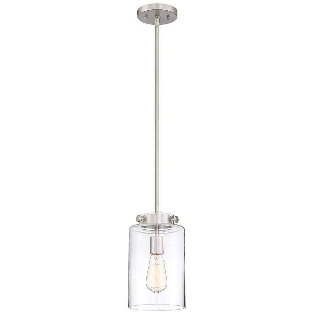 Hampton Bay Mullins 6.75 in. 1-Light Brushed Nickel Mini Pendant