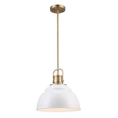 Home Decorators Shelston 13in 1-Light White Brass Hanging Kitchen Pendant Light