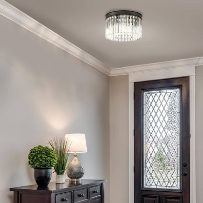Home Decorators North Falls 13 in. 3-Light Black Flush Mount Light w/ Crystals