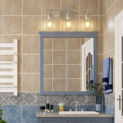 Merra 17 in. 3-Light Modern Brushed Nickel Vanity-Light with Clear Glass Shade