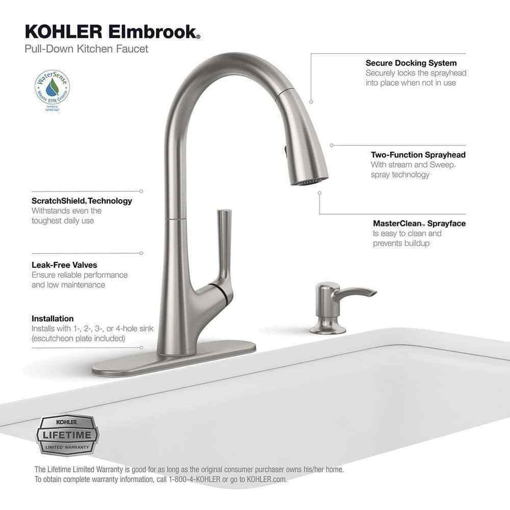 KOHLER Elmbrook Pull-Down Sprayer Kitchen Faucet in Vibrant Stainless