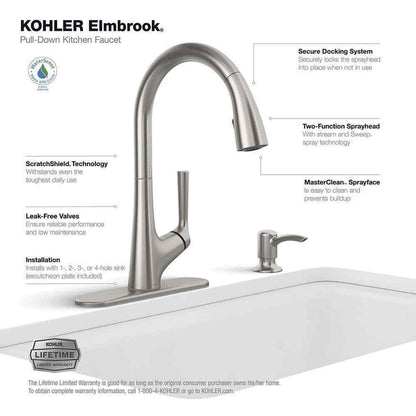 KOHLER Elmbrook Pull-Down Sprayer Kitchen Faucet in Vibrant Stainless