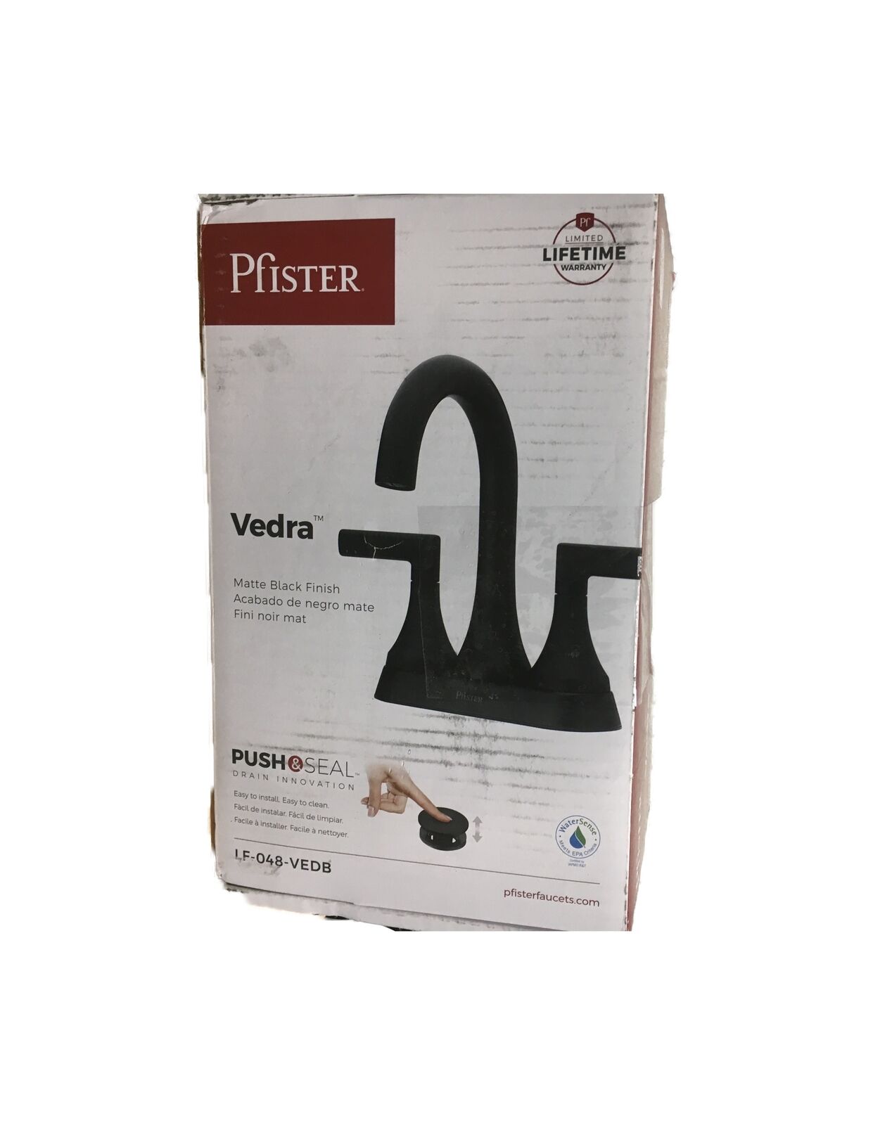 Pfister Vedra 4 in. Centerset High Arc Bathroom Faucet w/ Drain Kit Matte Black