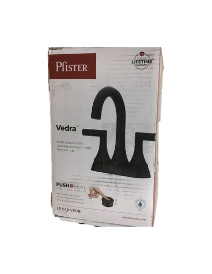 Pfister Vedra 4 in. Centerset High Arc Bathroom Faucet w/ Drain Kit Matte Black