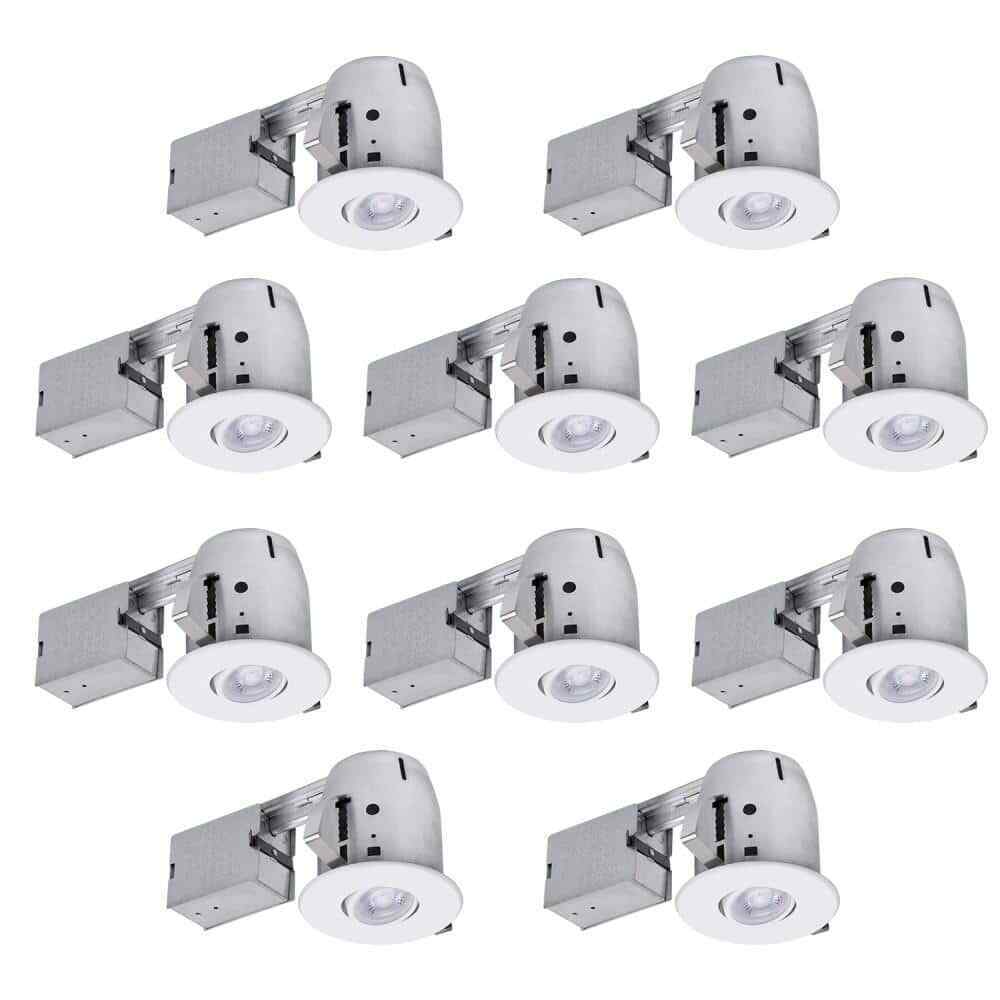 Globe Electric 4 in. White Dimmable Recessed Lighting Kit 10-Pack