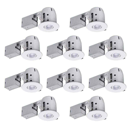 Globe Electric 4 in. White Dimmable Recessed Lighting Kit 10-Pack