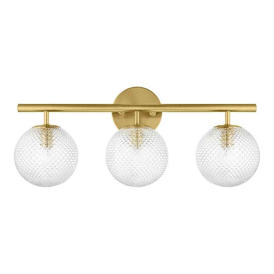 Hampton Bay Walsh 22 in. 3-Light Brass Vanity Light with Prismatic Glass Shades
