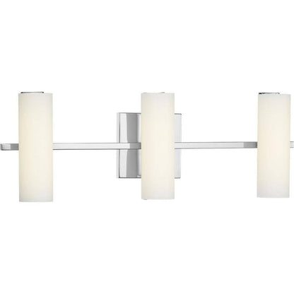 Progress Lighting 3-Light Polished Chrome Etched White Glass Vanity Light