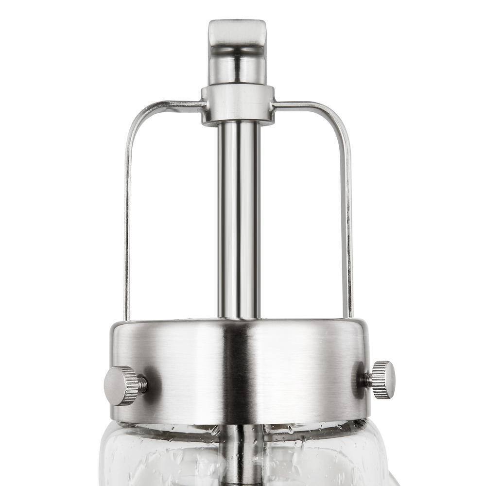 Light Society Tahoe 4.75 in. Satin Nickel Wall Sconce with Seeded Glass Shade