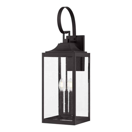 Home Decorators Havenridge 27.8 in. 3-Light Black Hardwired Outdoor Wall Lantern