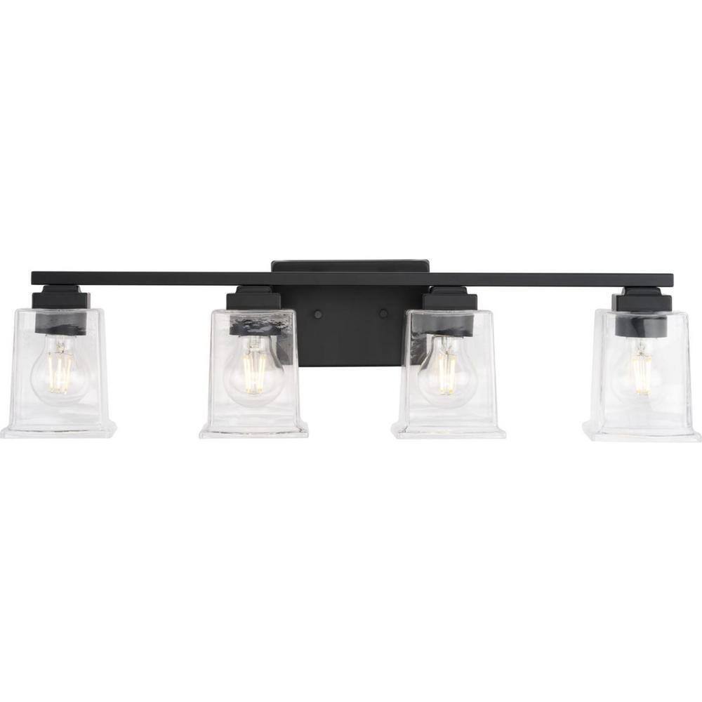 Progress Lighting Gilmour 27.875 in. 4-Light Matte Black Craftsman Vanity Light