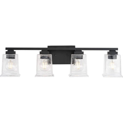 Progress Lighting Gilmour 27.875 in. 4-Light Matte Black Craftsman Vanity Light