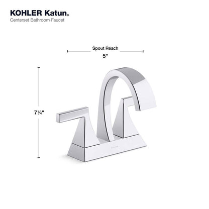 KOHLER Katun 4 in. Centerset 2-Handle Bathroom Faucet in Polished Chrome